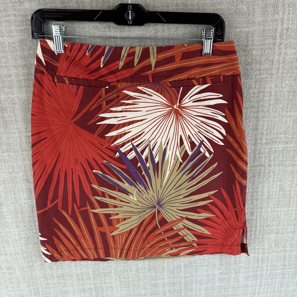 GAP Skirt Womens 4 Red Straight & Pencil Knee Length Hawaiian Floral Pull On